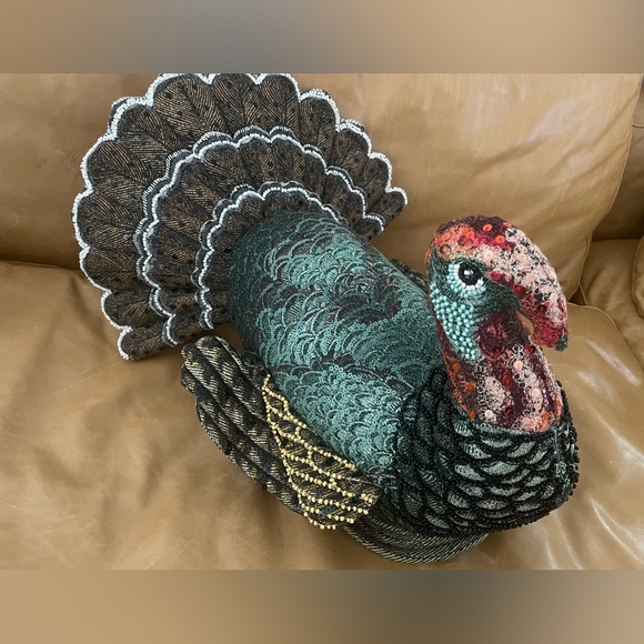NWT Beaded Turkey Novelty Plush Pillow - John Derian for Target - Picture 6 of 6